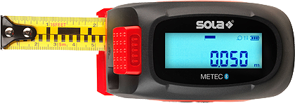 Digitales Rollmaßband mit Laser-Entfernungsmesser - Display